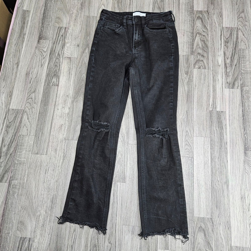 Vervet Jeans Womens 26 Black Excellent Distressed High Rise Straight Grunge Edgy